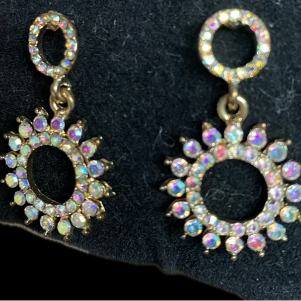 Gold and Multicolor Crystal Earrings